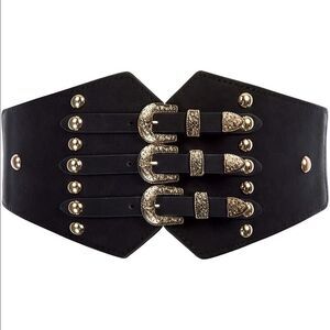 🎉HP🎉 Leather Triple Buckle Western Belt Corset Buckle Strap Belt